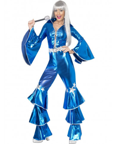 Déguisement Disco dancing queen bleue femme