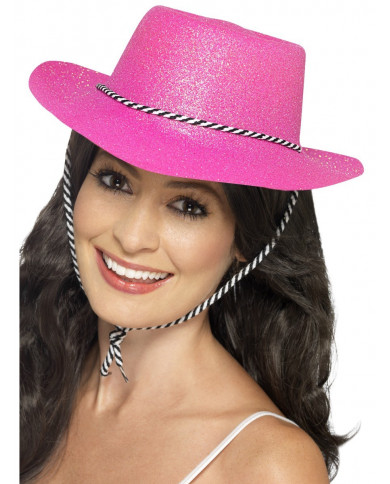 Chapeau cowgirl rose paillettes femme