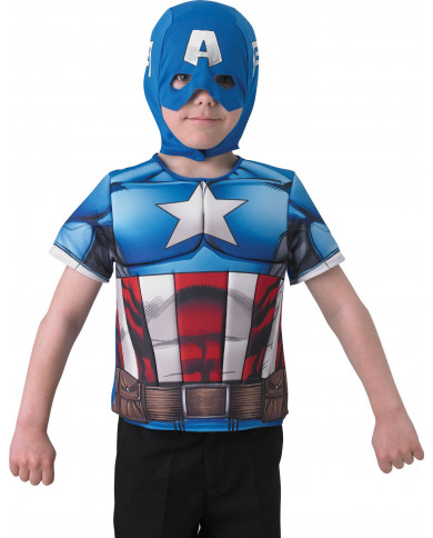 Plastron 3D et cagoule Captain America enfant