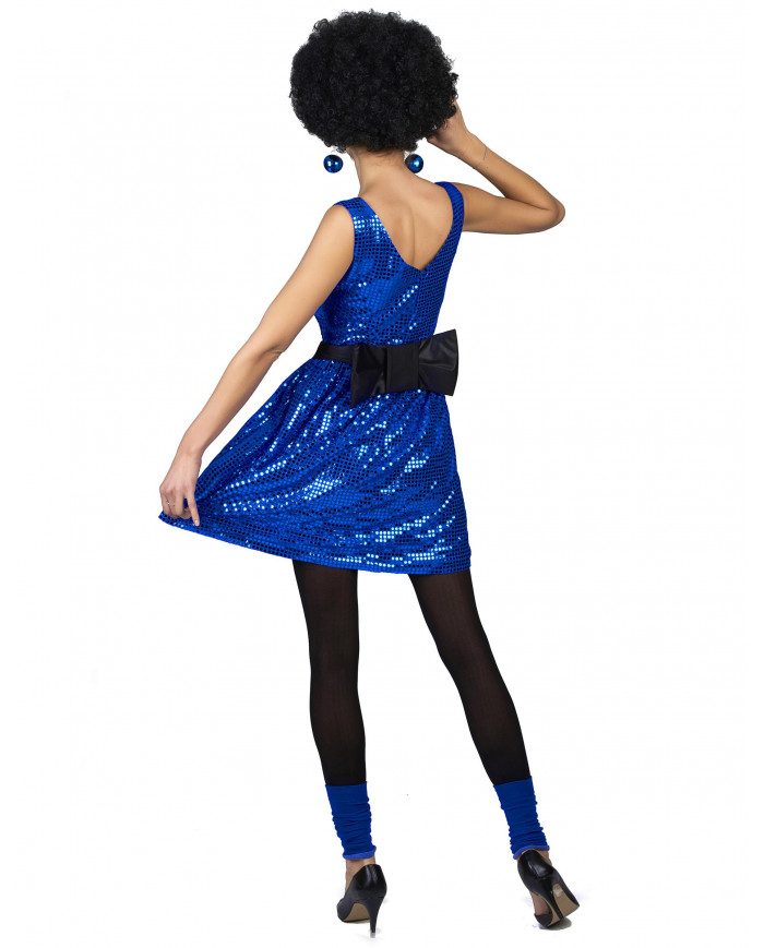 Déguisement disco femme (robe bleue) chez DeguizFetes.