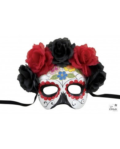 Masque Santa Muerte avec roses